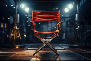 Empty director's chair on set