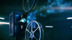 Film projector with reels