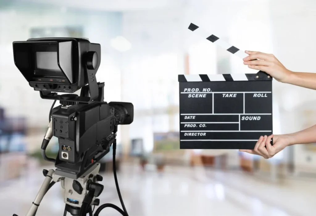 Video camera and clapperboard setup