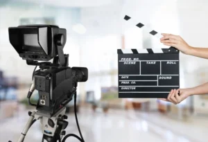 Video camera and clapperboard setup