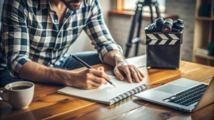 Writing in a notebook
