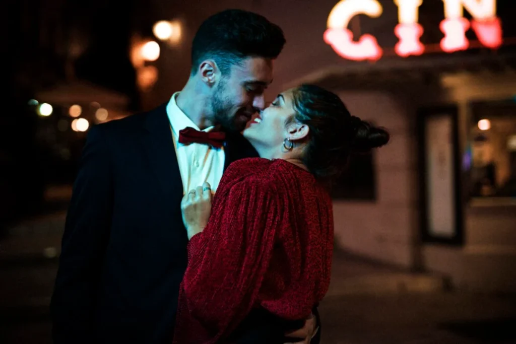 Couple sharing a romantic kiss